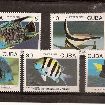 Cuba - Serie de selos - Peixes - 1992