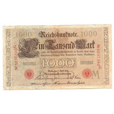 Cédula - Alemanha - Km045b - 1000 Mark - 1910 - XF