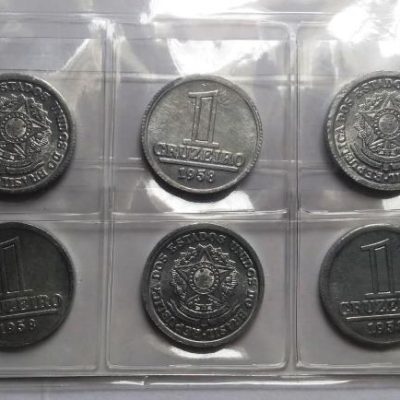 Lote com 10 Moedas - 1 Cruzeiro - 1958 - Alumino - FC - MVM275