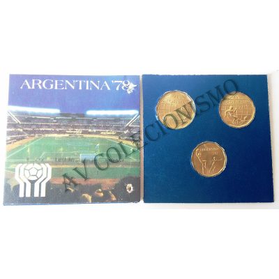 Fôlder com 3 Moedas - ARGENTINA - Campeonato Mundial de Futebol - 1978