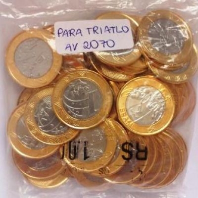 Sachê com 50 Moedas Olímpicas - PARATRIATLO - 1 Real - 2015
