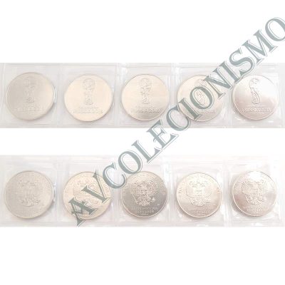 Lote com 5 Moedas Rússia - Copa de Futebol Mundial - 2018