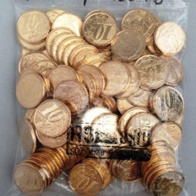 Sachê com 100 moedas - 10 centavos - Brasil - 2019