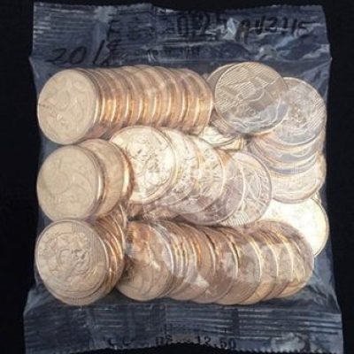 Sachê com 50 moedas - 25 centavos - Brasil - 2018