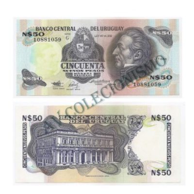 Cédula - Uruguai - Km061a - 50 Novos Pesos - 1988 - FE