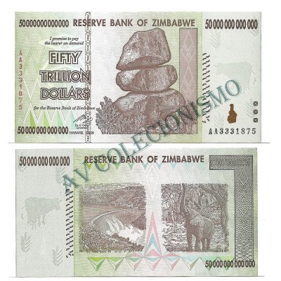 Cédula - Zimbabwe - Km090 - 50 Trilhoes de Dollar - 2008 - FE