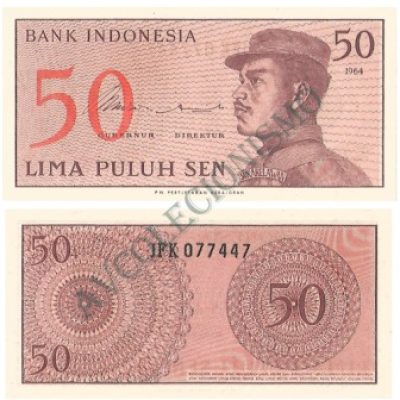 Cédula - Indonésia - Km094 - 50 Sen  - 1964 - FE