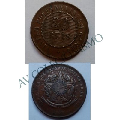 MBZ 811 - Moeda 20 Réis - Bronze - 1908 - MBC/SOB