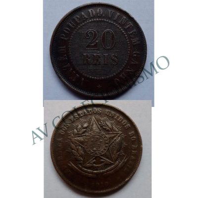 MBZ 813 - Moeda 20 Réis - Bronze - 1910 - SOB/FC