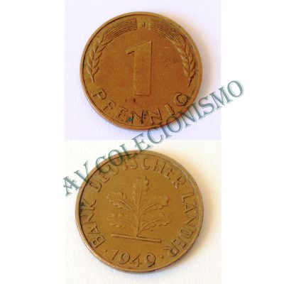 Moeda Alemanha - GFR - Km101 - 1 Pfennig - 1949J