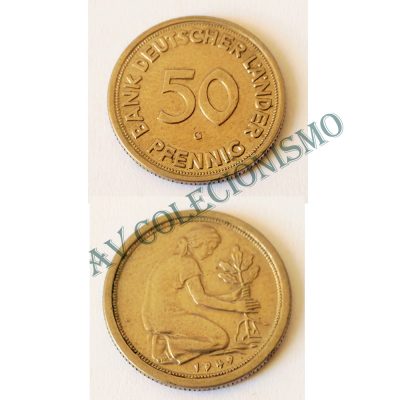 Moeda Alemanha - GFR - Km104 - 50 Pfennig - 1949G