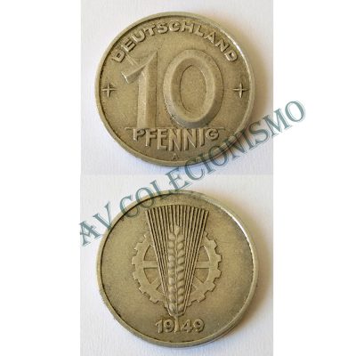 Moeda Alemanha - Km003 - 10 Pfennig - 1949A
