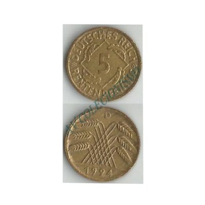 Moeda Alemanha - GWR - Km032 - 5  Pfennig - 1924D