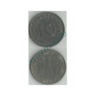 Moeda Alemanha - GTR - Km101 - 10 Pfennig - 1941G