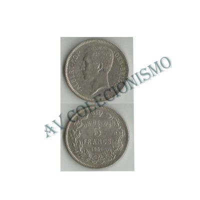 Moeda Bélgica - Km097.1  - 5 Francos - 1931