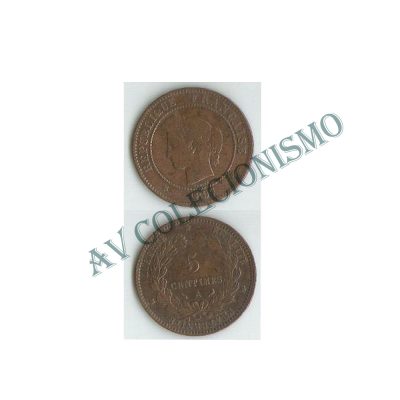 Moeda França - KM0821.1 - 5 Centavos - 1897A