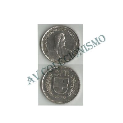Moeda Suíça - Km040a.1 - 5 Francos - 1976