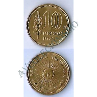 Moeda Argentina - Km072 - 10 Pesos - 1976