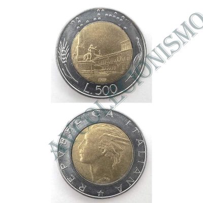 Moeda Itália - Km111 -  500 Liras - 1989