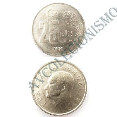 Moeda Turquia - TUR - Km1041 - 25 Bin Lira - 1999