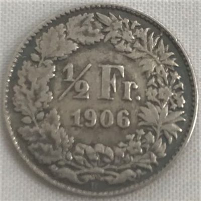 Moeda Suíça - Km023 - 1/2 Franco - 1906 - Prata - 2,50 Gr - 18,20 mm - Ótima Peça