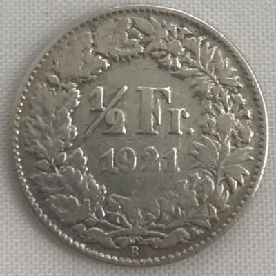 Moeda Suíça - Km023 - 1/2 Franco - 1921 - Prata - 2,50 Gr - 18,20 mm - Otima Peça