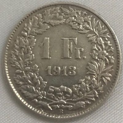 Moeda Suíça - Km024 - 1 Franco - 1913 - Prata - 5,00 Gr - 23,20 mm - Excelente Peça