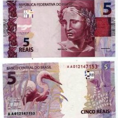 C340A - Cédula Brasil - 5 Reais - Série - AA - 2013 - FE
