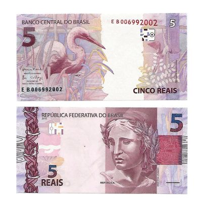 C343D - Cédula Brasil - 5 Reais - Série - EB - 2017 - FE
