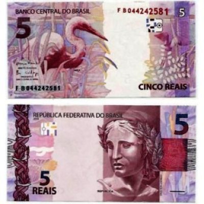 C343G - Cédula Brasil - 5 Reais - Série - FB - 2018 - FE