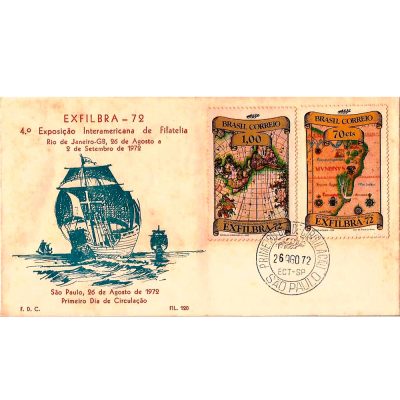 FDC007 CPD - Exfilbra, 3 valores, 4º Exposição Interamericana de Filatelia - 1972