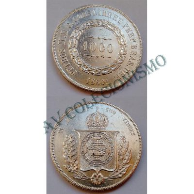MPR 608 - Moeda 1000 réis - Prata - 1860 - SOB