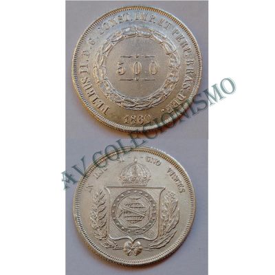 MPR 593 - Moeda 500 réis - Prata - 1860 - SOB