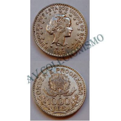 MPR 707- Moeda 1000 réis - Prata - 1913 - Estela Solta - SOB