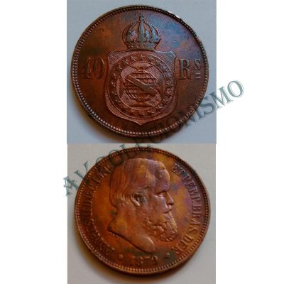 MBZ 796 - Moeda 40 Réis - Bronze - 1879 - SOB