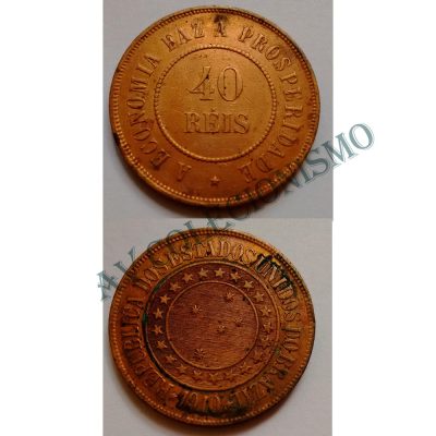MBZ 828 - Moeda 40 Réis - Bronze - 1910 - SOB