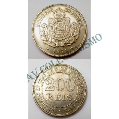 MNI 023 - Moeda 200 réis - Níquel - 1871 - MBC