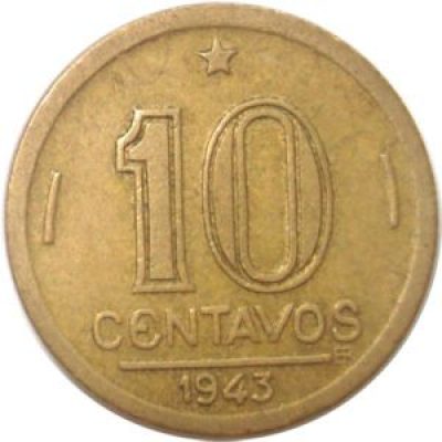 MVM 179 - Moeda 10 centavos - Bronze-Alumínio - 1943 - Getúlio Vargas - SOB