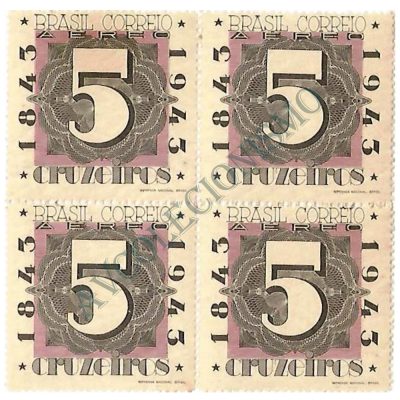 QA0050 - Centenário do Selo Postal Brasileiro - BRAPEX II - Algarismo "5" - 1943 - MINT