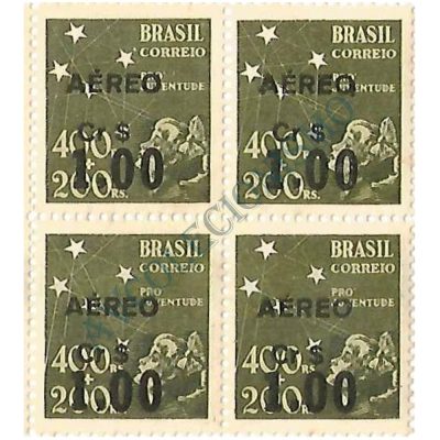QA0055 - Selo "Pró-Juventude" de 1940, sobrecarga preta - 1944