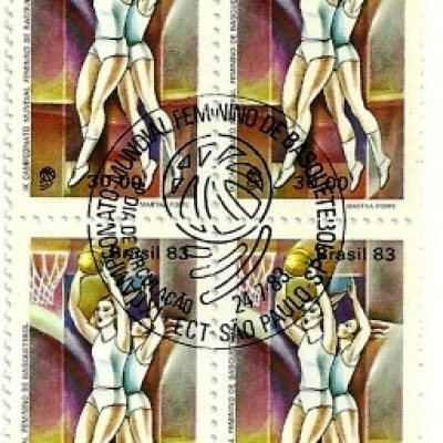 QC1330CBC - IX Campeonato Mundial de Basquetebol Feminino - São Paulo - Fundo Vinho  - 1983 - CBC