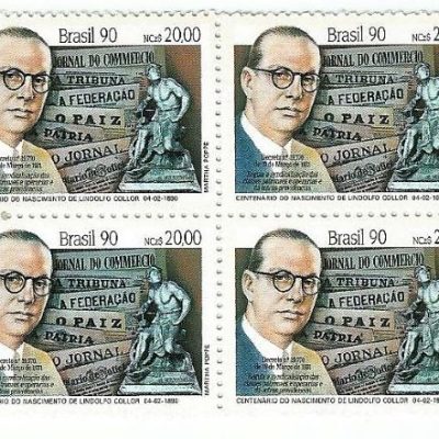 QC1673MINT - CENTENÁRIO DO NASCIMENTO DE LINDOLFO COLLOR, POLÍTICO E JORNALISTA (1890-1942) - 1990 - MINT