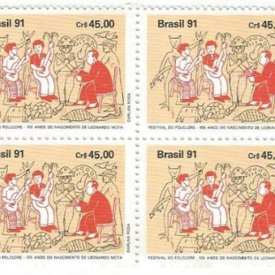 QC1745MINT - FESTIVAL DO FOLCLORE NA BAIXADA SANTISTA E 100 ANOS DO NASCIMENTO DE LEONARDO MOTA (1891-1948) - 1991 - MINT