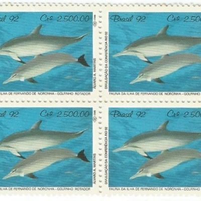 QC1777MINT - DIVULGAÇÃO DA CONFERÊNCIA RIO 92 FAUNA DA ILHA DE FERNANDO DE NORONHA - 1992 - MINT