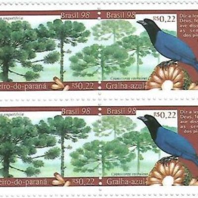 QC2138MINT - Preservação da Fauna e da Flora - Pinheiro-do-Paraná e Gralha-Azul - 1998 - MINT